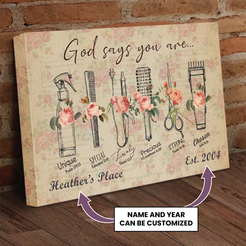 Personalized Hair Stylist Canvas - God Says You Are