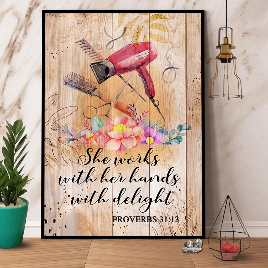 Inspirational Salon Decor - Proverbs 31:13 Hairdresser Wall Art