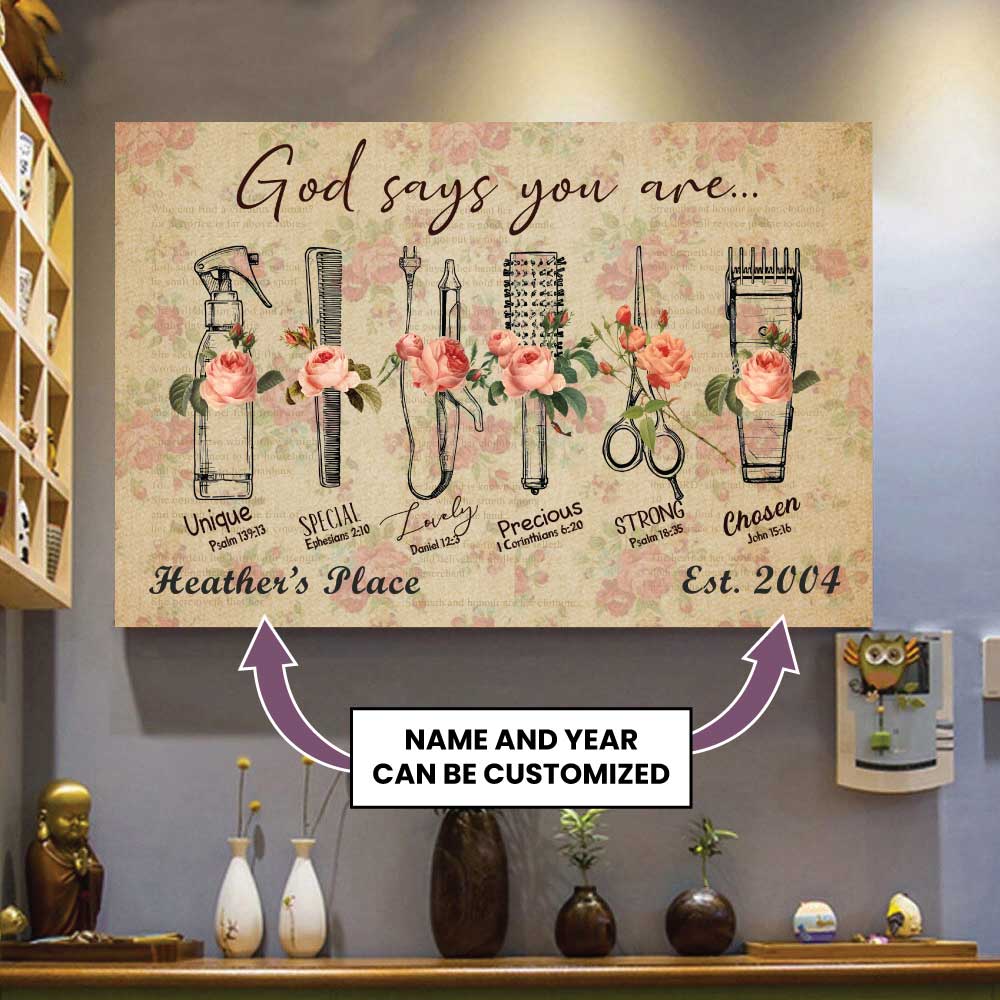Personalized Hair Stylist Canvas - God Says You Are