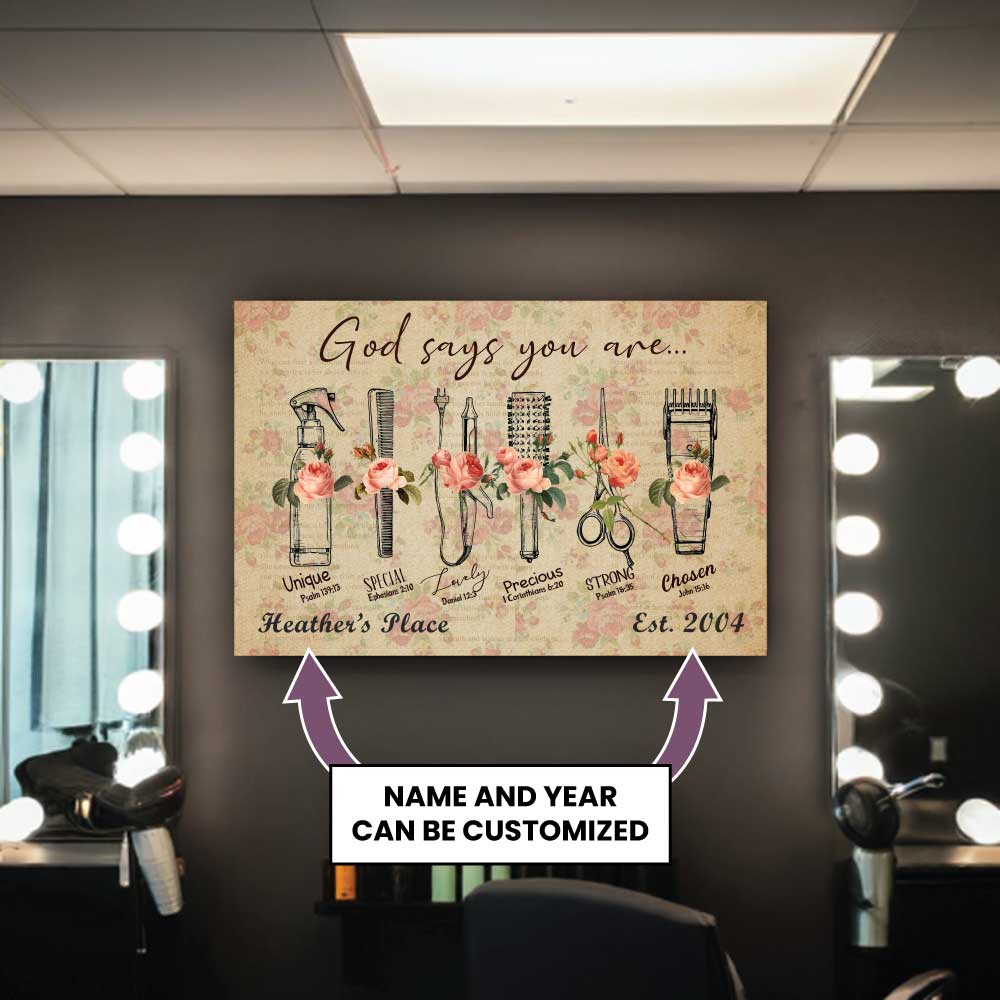 Personalized Hair Stylist Canvas - God Says You Are