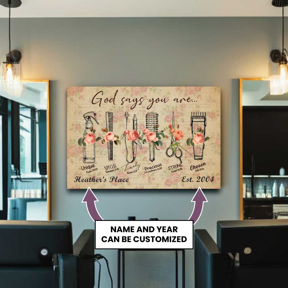 Personalized Hair Stylist Canvas - God Says You Are