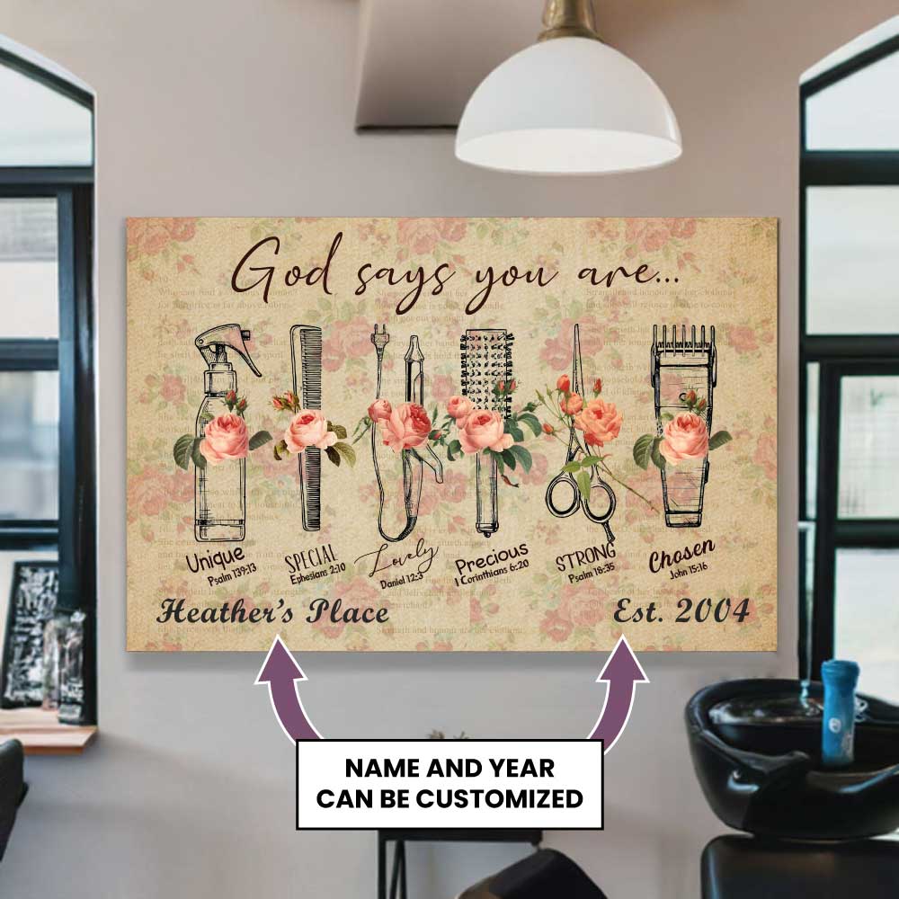 Personalized Hair Stylist Canvas - God Says You Are