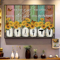 Sunflower & Hair Tools Canvas - Rustic Salon Decor