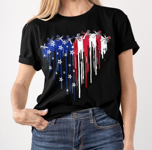 July 4th Hairstylist Shirt - American Flag Style P344
