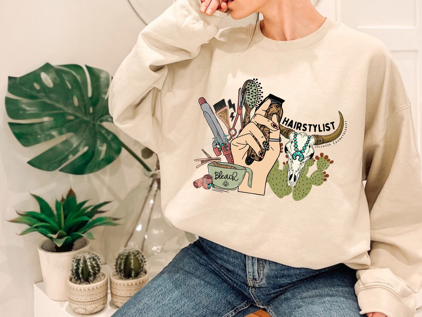 Boho Western Hairstylist Sweatshirt P443