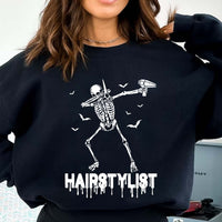 Dabbing Skeleton Hairstylist Sweatshirt - Spooky Vibes P506
