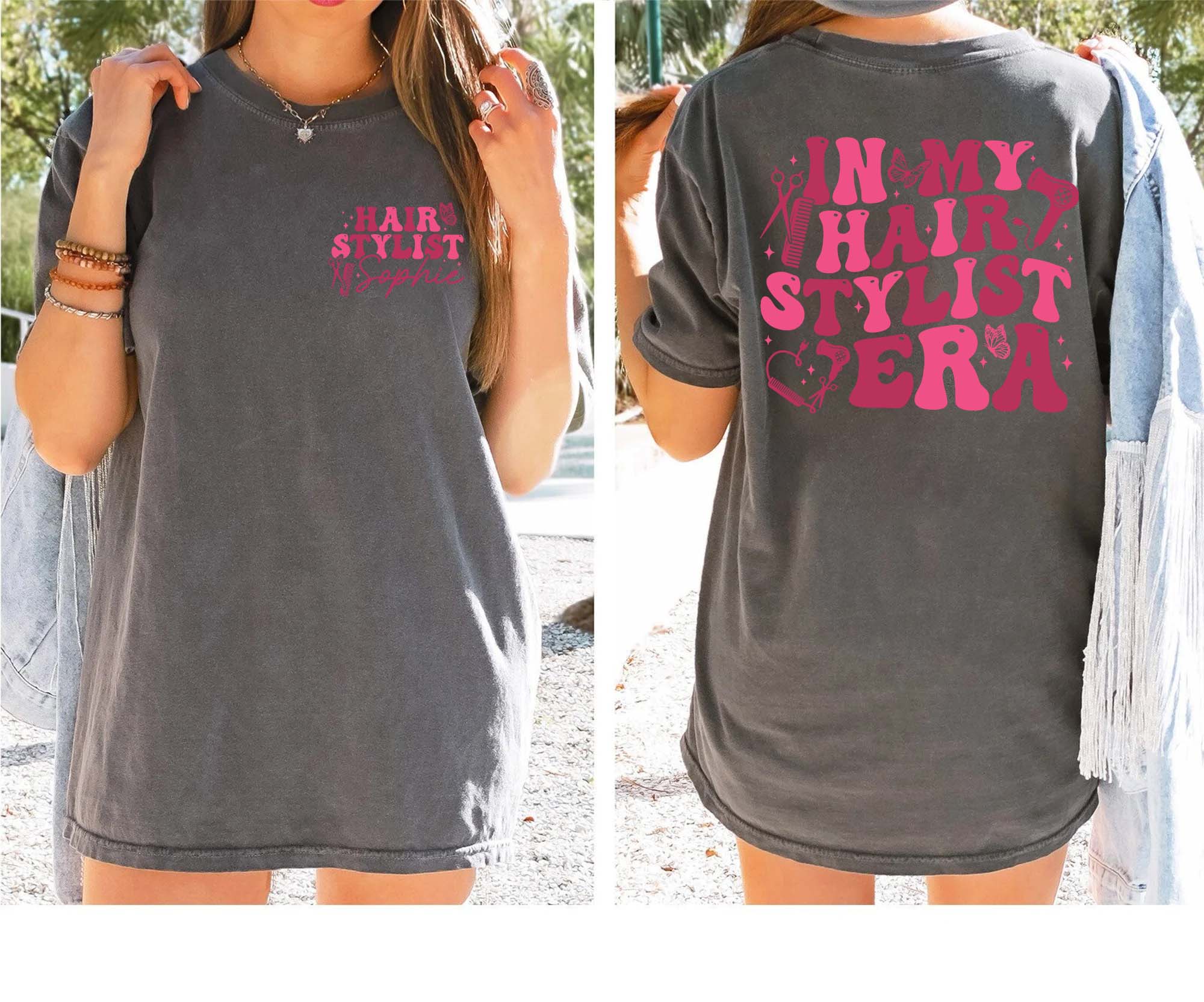 Personalized Hairstylist Era Shirt - Retro Pink Vibes
