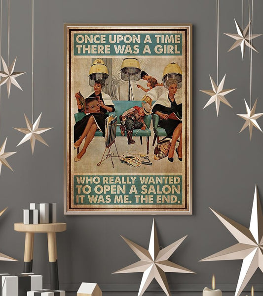 Retro Hair Salon Canvas - Once Upon a Time Quote
