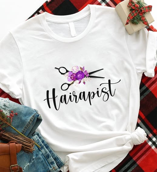 Cute Hairapist Shirt with Flowers P604