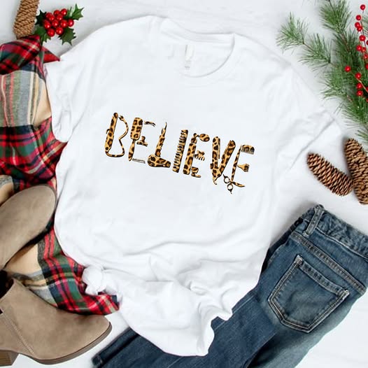 Believe Leopard Print Hairstylist Shirt P606