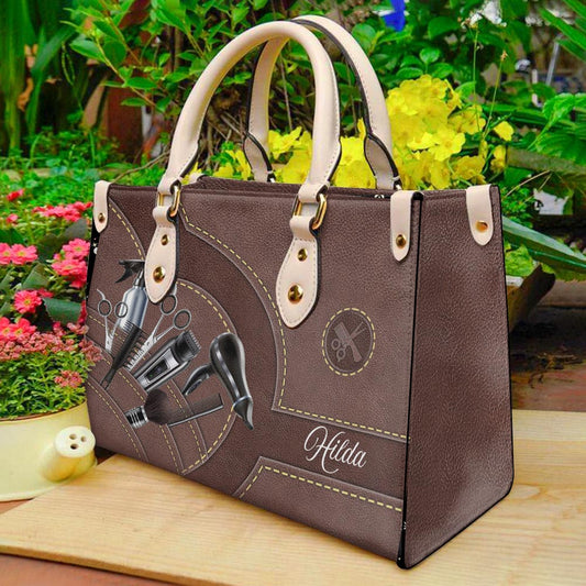 Sophisticated Personalized Leather Handbag for Salon Queens H2