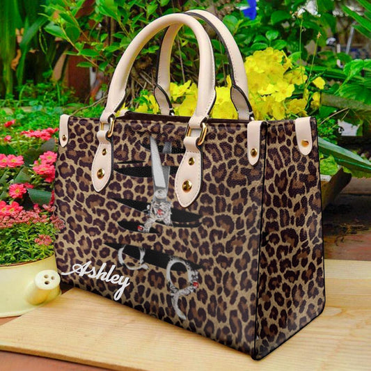 Bold Leopard Leather Handbag for Hair Artists H32