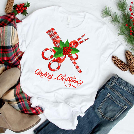 Holiday Hairstylist Shirt with Candy Cane Tools P23